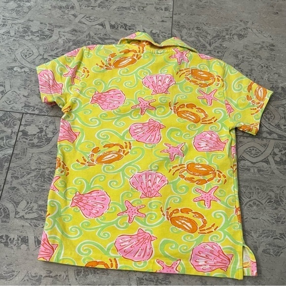 Lilly Pulitzer | Vintage Print: Sunrise Sandbar Crab Polo Shirt | Girls Small - Picture 6 of 6